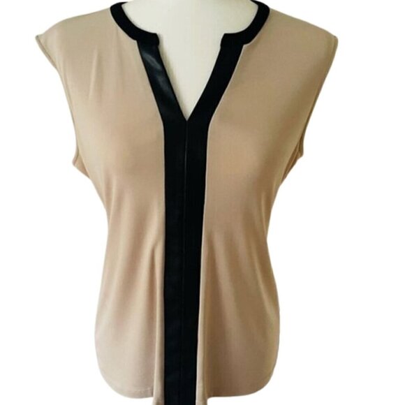 Calvin Klein Tops - Calvin Klein Vintage Faux Leather Sleeveless Tank Women Top - Size S Blouse